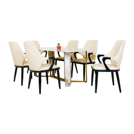 MAARK MARBLE TOP 6 SEATER DINING SET 987-980 HT