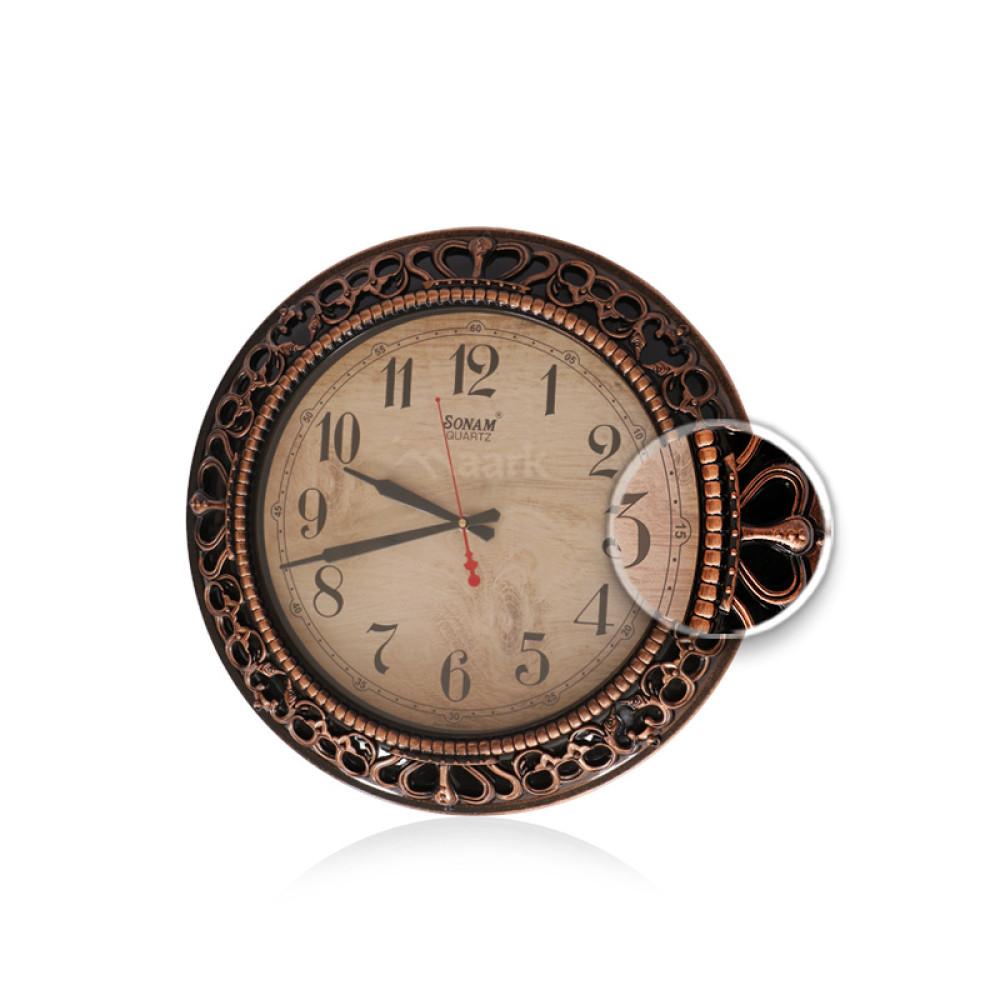 Buy Sonam Wall Clock for Room | Hall | Home Wooden Pattern Old Style |  Antique Design |Silent Moment (Maroon Plastic, 40x40 cm) Online at Low  Prices in India - Amazon.in