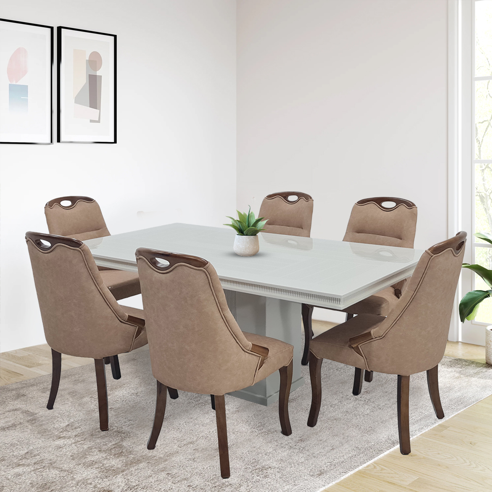 MAARK MARBLE TOP 6 SEATER DINING SET B6170-609-SELTO HT|6 chair dining ...